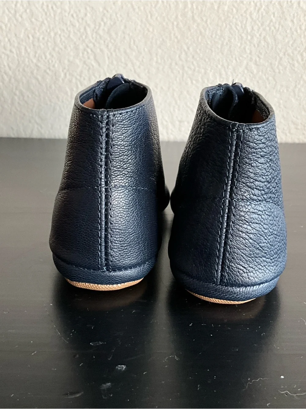 Pepe Baby Navy Blue Pebbled Leather Zipper Boots EU 20 Size 2 $129